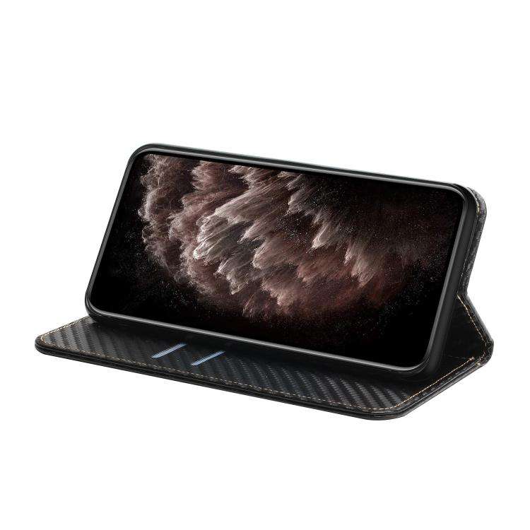 Carbon Fiber Texture Magnetic Flip Leather Phone Case, For iPhone 18 Pro / 17 Pro, For iPhone 18 ...