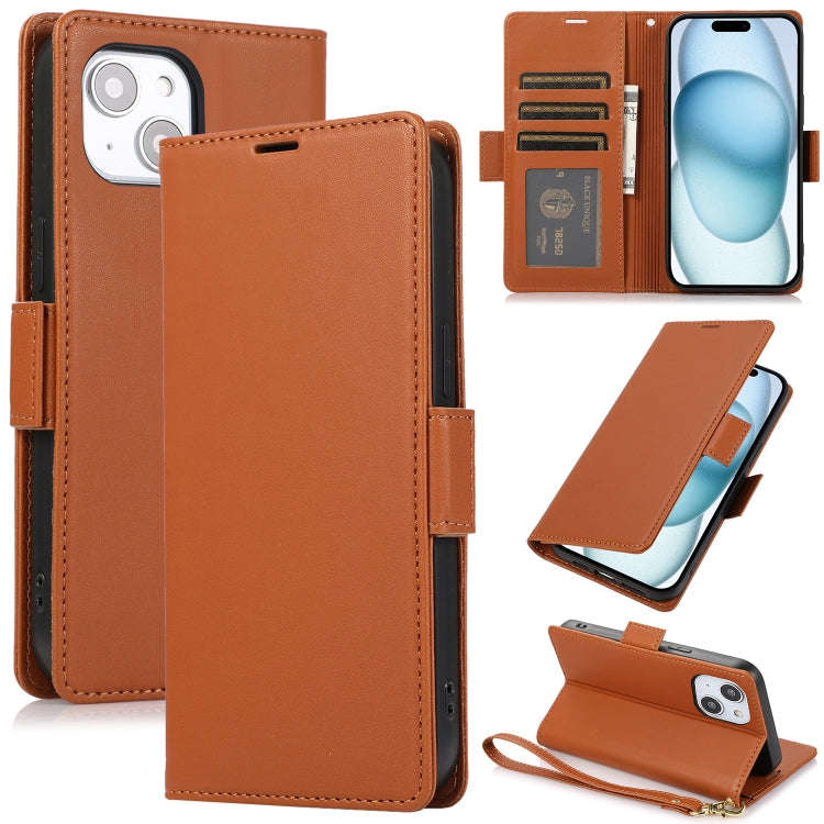 Side Buckle RFID Anti-theft Leather Phone Case, For iPhone 15, For iPhone 14 Plus, For iPhone 14 ...