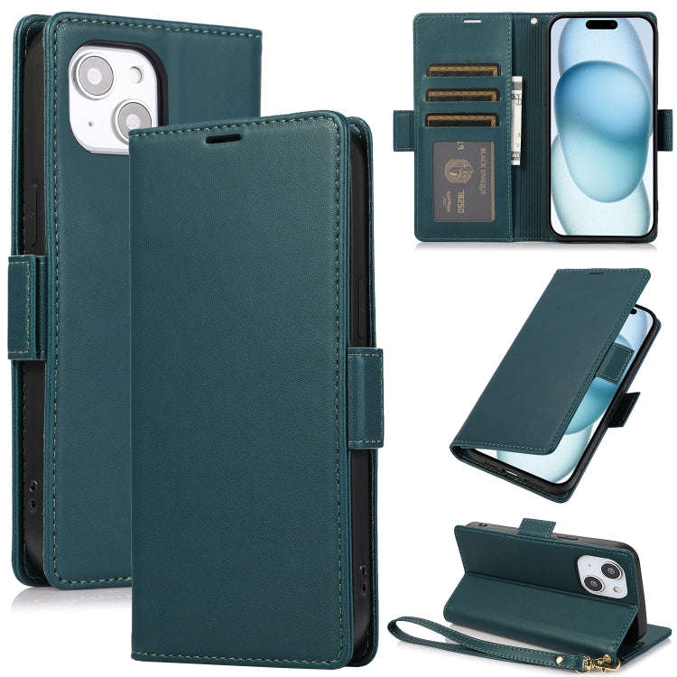 Side Buckle RFID Anti-theft Leather Phone Case, For iPhone 15, For iPhone 14 Plus, For iPhone 14 ...