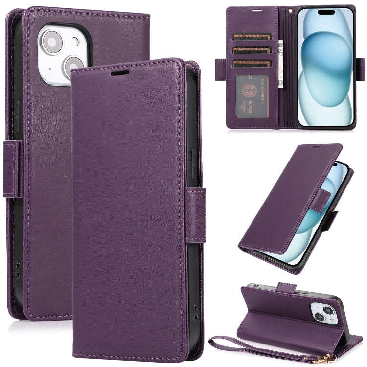 Side Buckle RFID Anti-theft Leather Phone Case, For iPhone 15, For iPhone 14 Plus, For iPhone 14 ...