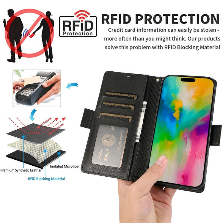 Side Buckle RFID Anti-theft Leather Phone Case, For iPhone 15, For iPhone 14 Plus, For iPhone 14 ...