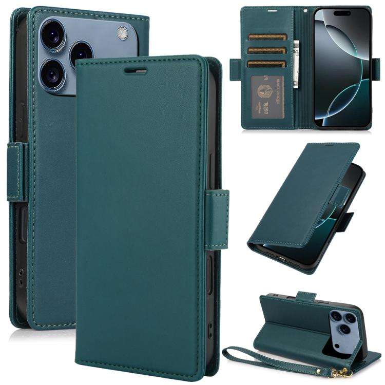 Side Buckle RFID Anti-theft Leather Phone Case, For iPhone 18 Pro / 17 Pro, For iPhone 18 Pro Max...