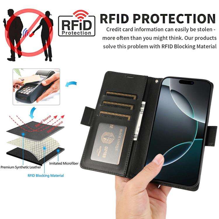 Side Buckle RFID Anti-theft Leather Phone Case, For iPhone 18 Pro / 17 Pro, For iPhone 18 Pro Max...