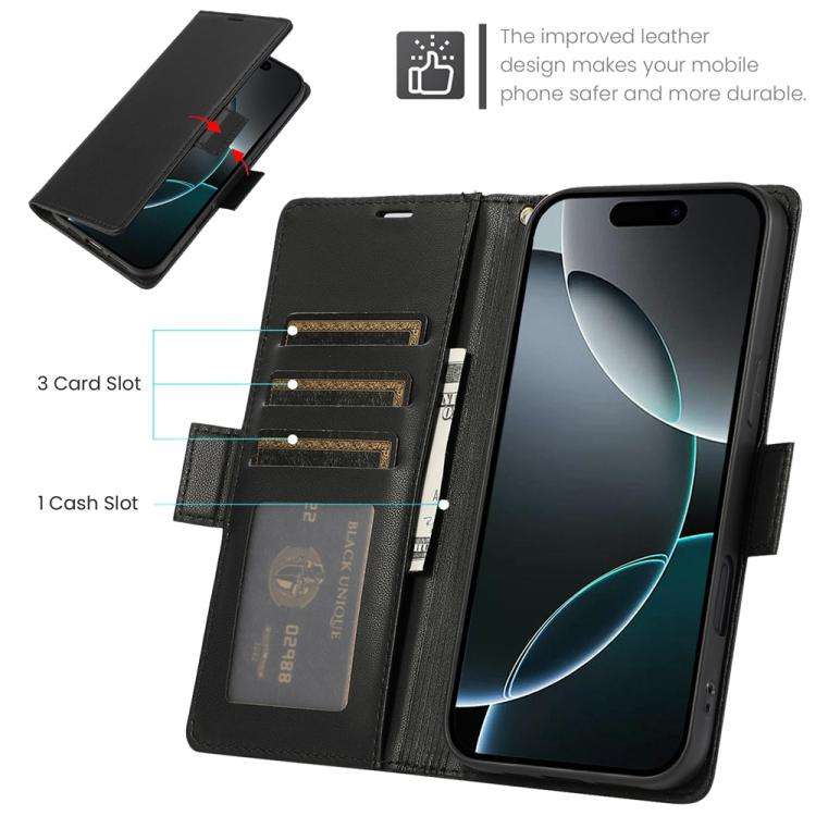Side Buckle RFID Anti-theft Leather Phone Case, For iPhone 18 Pro / 17 Pro, For iPhone 18 Pro Max...