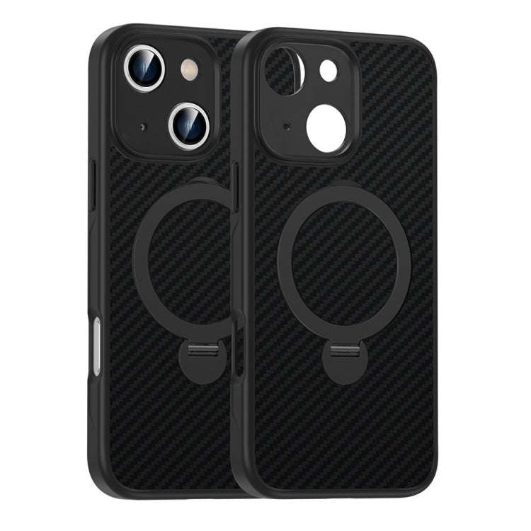Carbon Fiber MagSafe 360 Degree Rotating Holder Phone Case, For iPhone 18 Pro / 17 Pro, For iPhon...