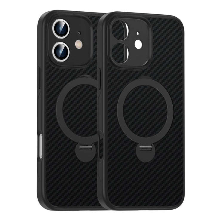 Carbon Fiber MagSafe 360 Degree Rotating Holder Phone Case, For iPhone 18 Pro / 17 Pro, For iPhon...
