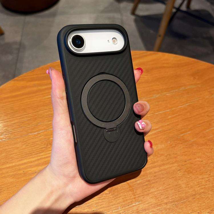 Carbon Fiber MagSafe 360 Degree Rotating Holder Phone Case, For iPhone 18 Pro / 17 Pro, For iPhon...