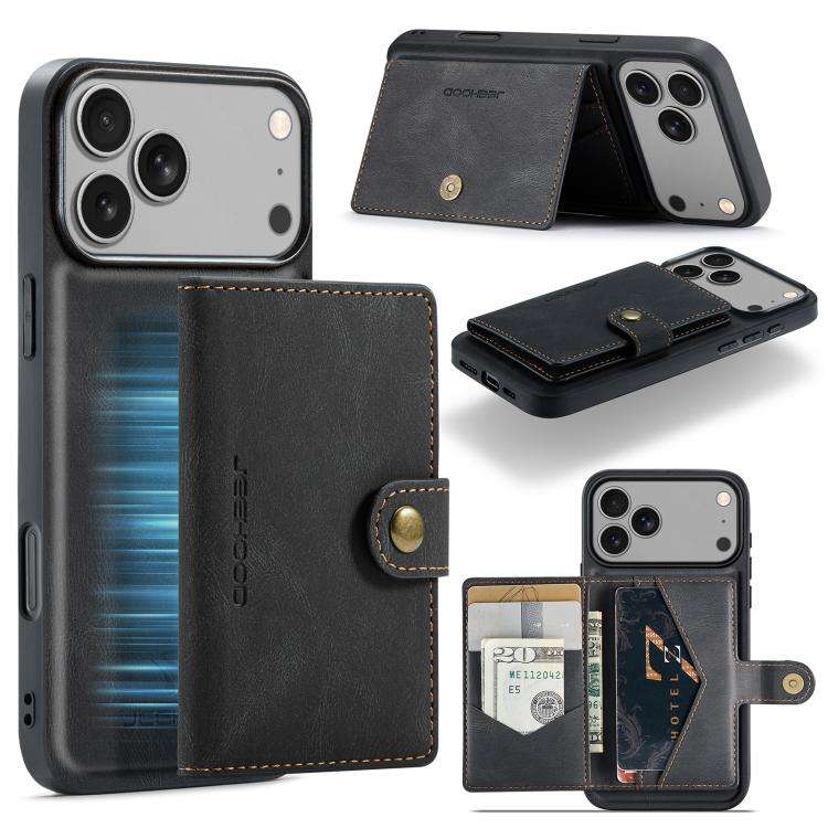 JEEHOOD J01 Retro Magnetic Detachable Wallet Phone Case, For iPhone 18 Pro / 17 Pro, For iPhone 1...