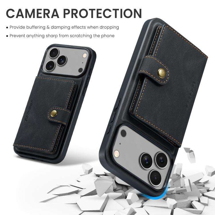 JEEHOOD J01 Retro Magnetic Detachable Wallet Phone Case, For iPhone 18 Pro / 17 Pro, For iPhone 1...