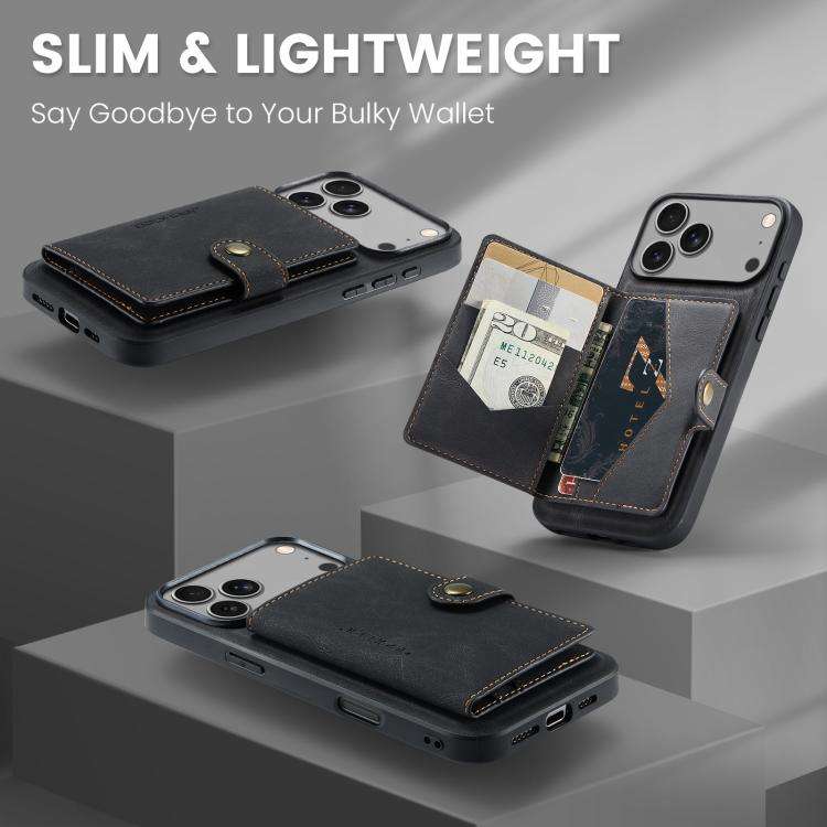 JEEHOOD J01 Retro Magnetic Detachable Wallet Phone Case, For iPhone 18 Pro / 17 Pro, For iPhone 1...