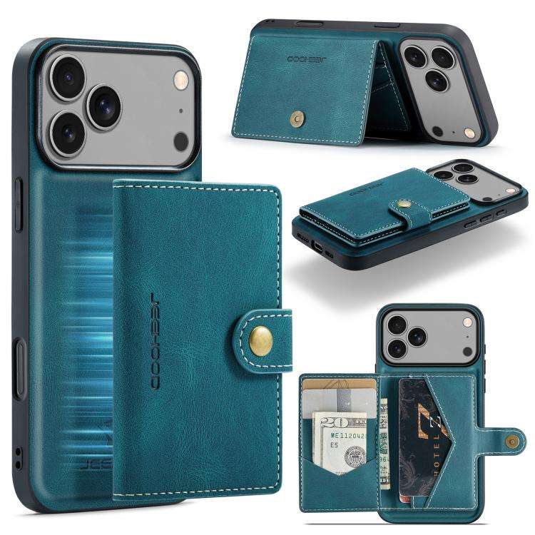 JEEHOOD J01 Retro Magnetic Detachable Wallet Phone Case, For iPhone 18 Pro / 17 Pro, For iPhone 1...