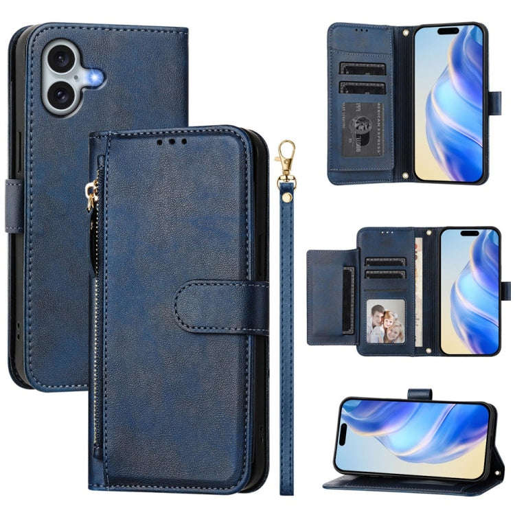 Multi-Card Slots Zipper Wallet Leather Phone Case, For iPhone 18 Pro / 17 Pro, For iPhone 18 Pro ...