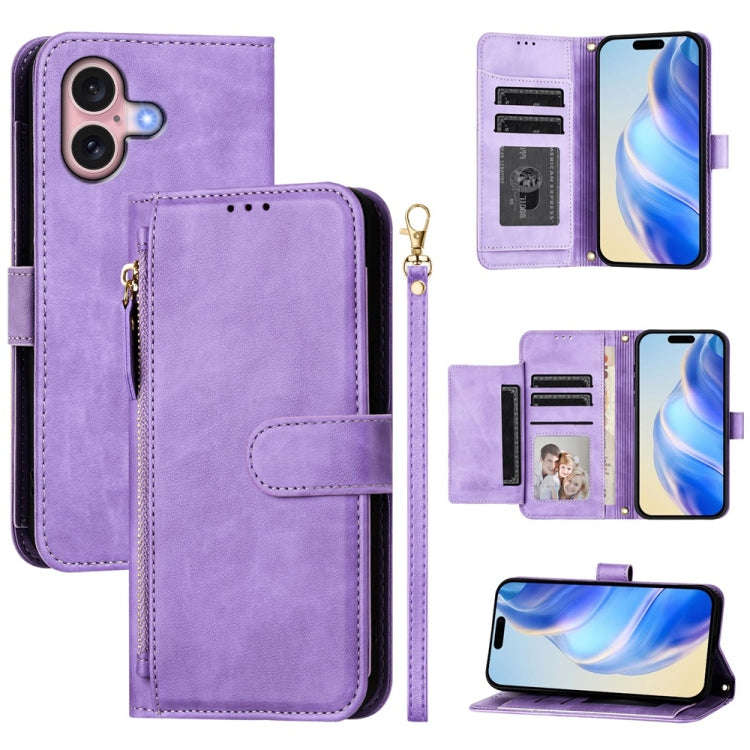 Multi-Card Slots Zipper Wallet Leather Phone Case, For iPhone 16, For iPhone 15 Pro Max, For iPho...
