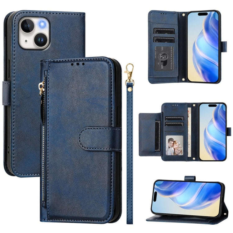 Multi-Card Slots Zipper Wallet Leather Phone Case, For iPhone 16, For iPhone 15 Pro Max, For iPho...