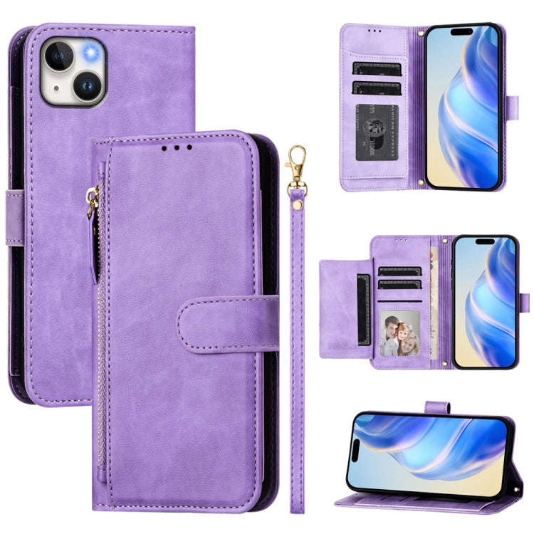 Multi-Card Slots Zipper Wallet Leather Phone Case, For iPhone 16, For iPhone 15 Pro Max, For iPho...