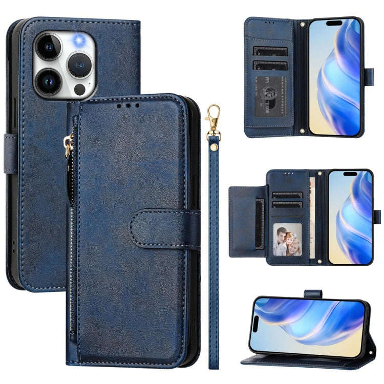 Multi-Card Slots Zipper Wallet Leather Phone Case, For iPhone 16, For iPhone 15 Pro Max, For iPho...