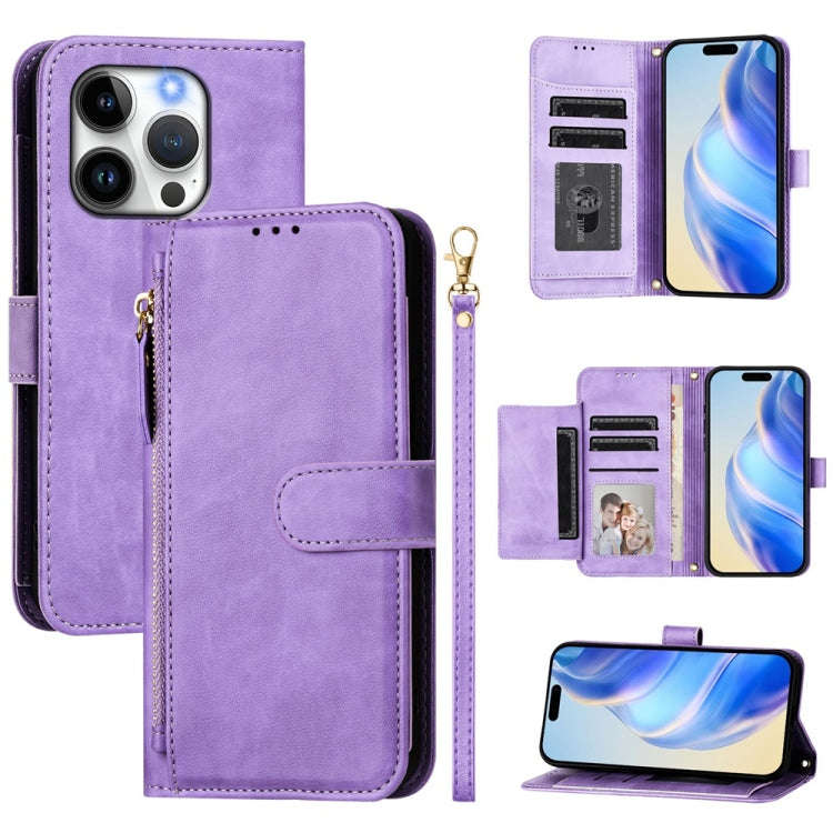 Multi-Card Slots Zipper Wallet Leather Phone Case, For iPhone 16, For iPhone 15 Pro Max, For iPho...