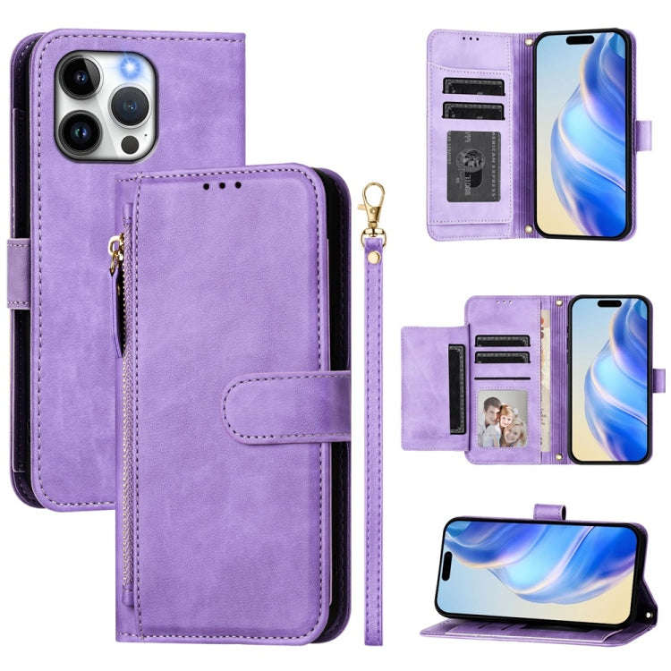 Multi-Card Slots Zipper Wallet Leather Phone Case, For iPhone 14 Pro Max, For iPhone SE 2022 / 20...