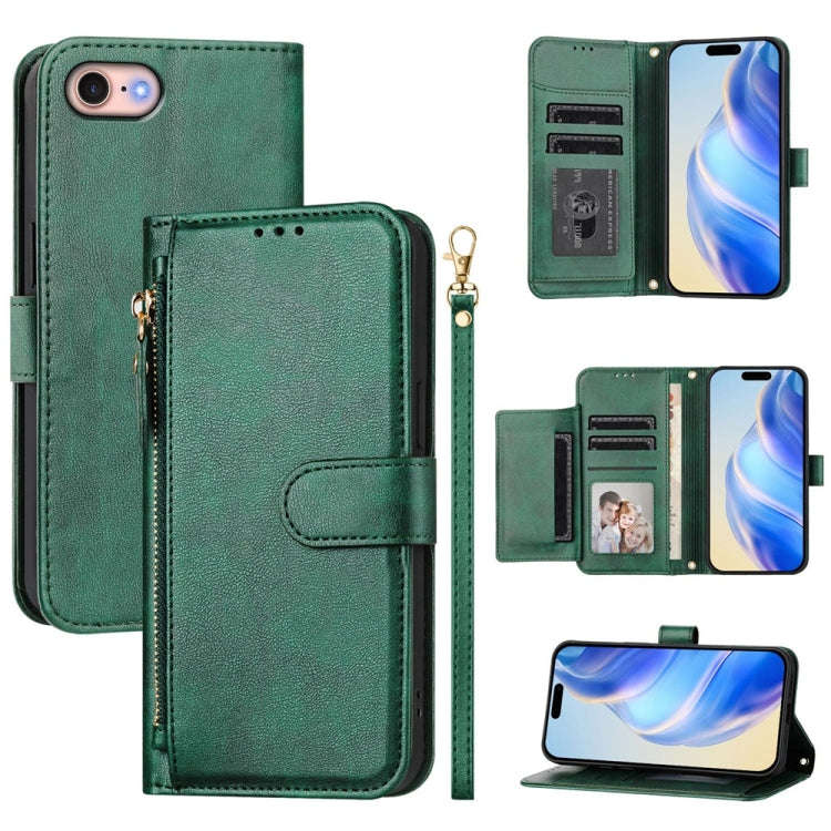 Multi-Card Slots Zipper Wallet Leather Phone Case, For iPhone 14 Pro Max, For iPhone SE 2022 / 20...