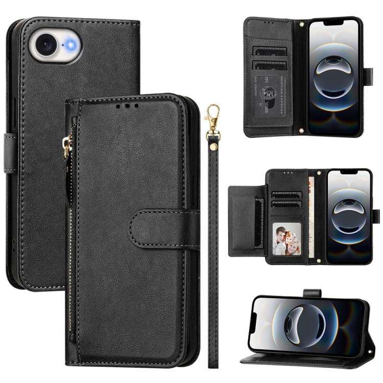 Multi-Card Slots Zipper Wallet Leather Phone Case, For iPhone 18 Pro / 17 Pro, For iPhone 18 Pro ...