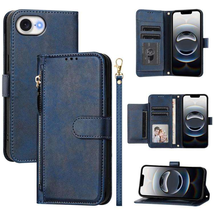 Multi-Card Slots Zipper Wallet Leather Phone Case, For iPhone 18 Pro / 17 Pro, For iPhone 18 Pro ...