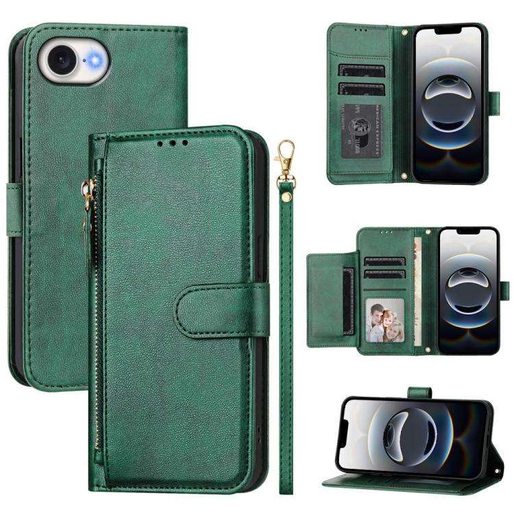 Multi-Card Slots Zipper Wallet Leather Phone Case, For iPhone 18 Pro / 17 Pro, For iPhone 18 Pro ...