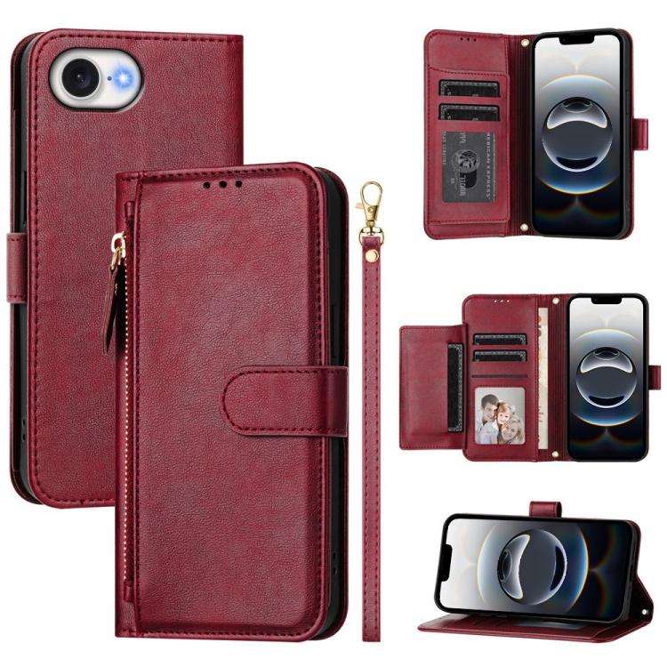 Multi-Card Slots Zipper Wallet Leather Phone Case, For iPhone 18 Pro / 17 Pro, For iPhone 18 Pro ...