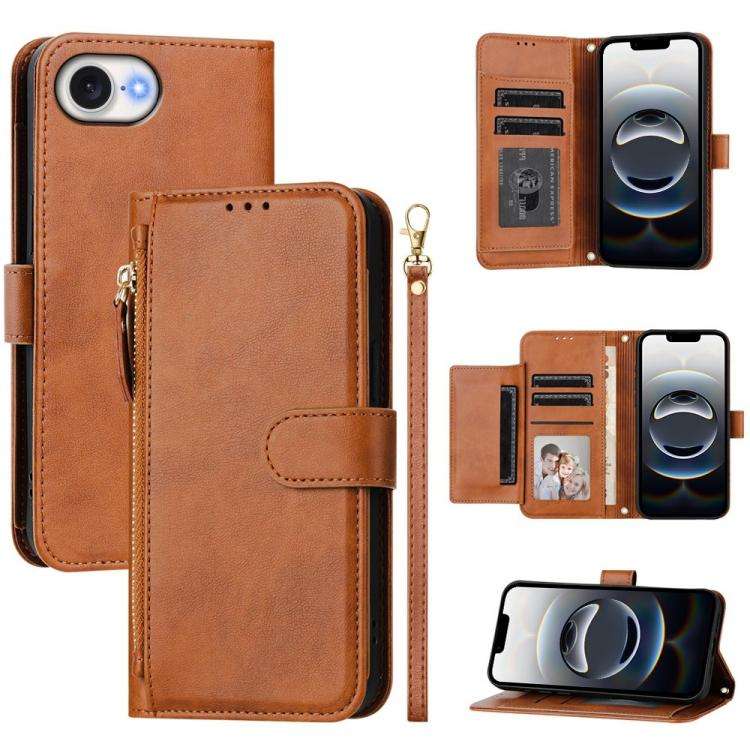 Multi-Card Slots Zipper Wallet Leather Phone Case, For iPhone 18 Pro / 17 Pro, For iPhone 18 Pro ...