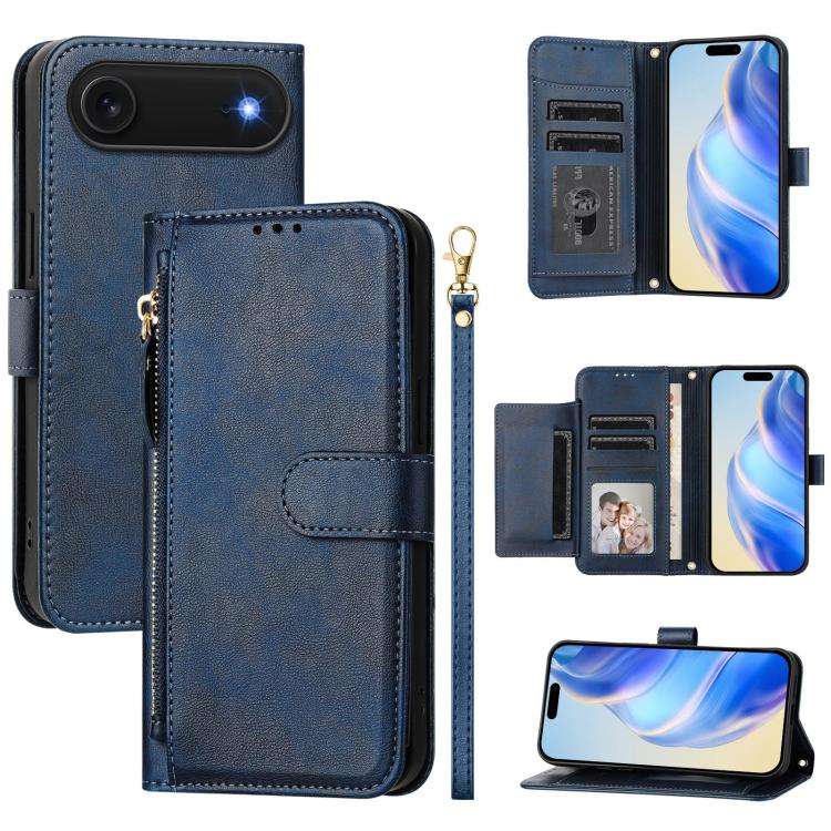 Multi-Card Slots Zipper Wallet Leather Phone Case, For iPhone 18 Pro / 17 Pro, For iPhone 18 Pro ...