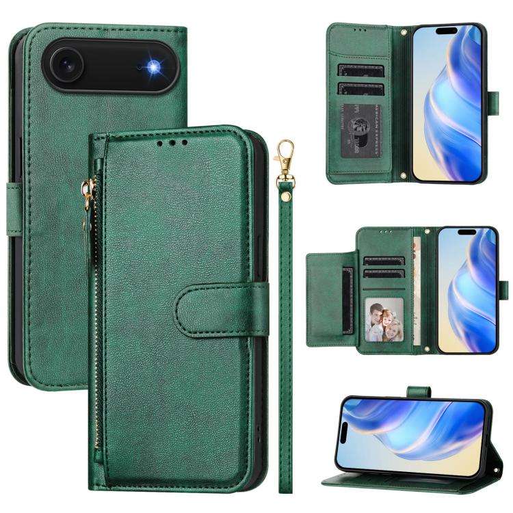 Multi-Card Slots Zipper Wallet Leather Phone Case, For iPhone 18 Pro / 17 Pro, For iPhone 18 Pro ...