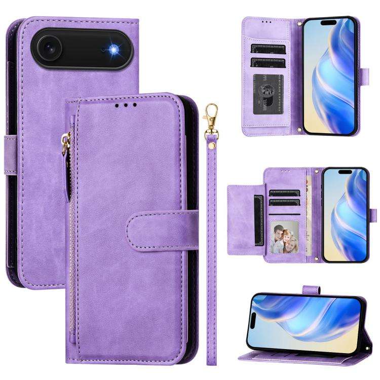 Multi-Card Slots Zipper Wallet Leather Phone Case, For iPhone 18 Pro / 17 Pro, For iPhone 18 Pro ...