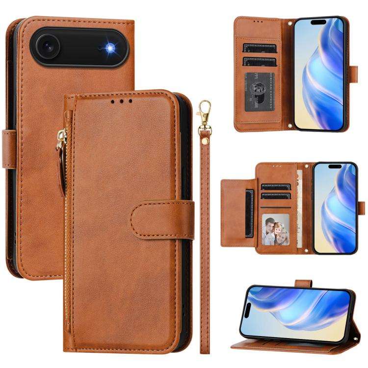 Multi-Card Slots Zipper Wallet Leather Phone Case, For iPhone 18 Pro / 17 Pro, For iPhone 18 Pro ...