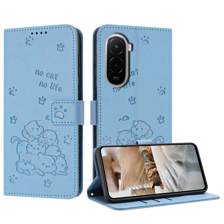 Embossed Kitten Phone Leather Case with Lanyard, For Xiaomi Poco C95 Pro, For Xiaomi 17T Pro 5G, ...