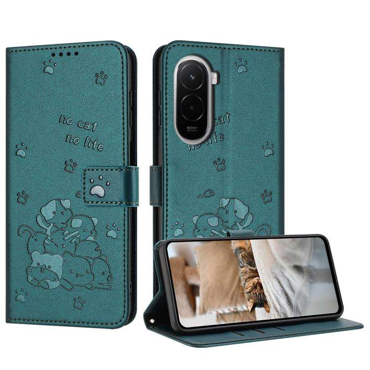 Embossed Kitten Phone Leather Case with Lanyard, For Xiaomi Poco C95 Pro, For Xiaomi 17T Pro 5G, ...
