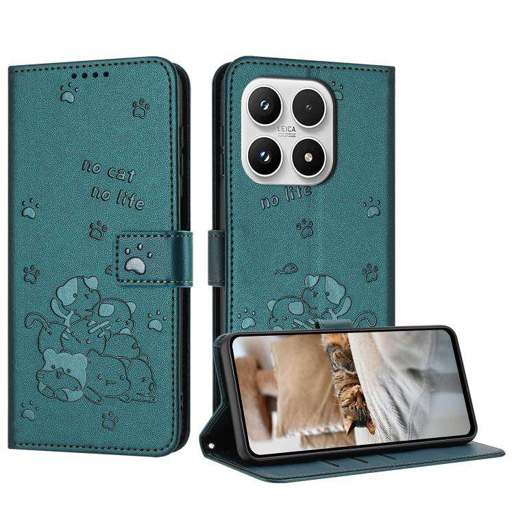 Embossed Kitten Phone Leather Case with Lanyard, For Xiaomi Poco C95 Pro, For Xiaomi 17T Pro 5G, ...