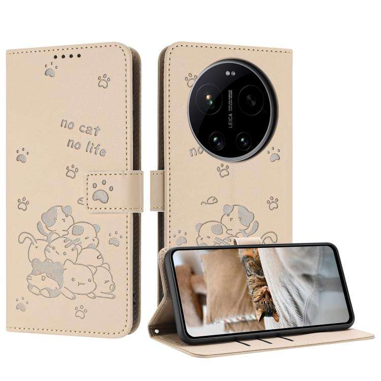Embossed Kitten Phone Leather Case with Lanyard, For Xiaomi Poco C95 Pro, For Xiaomi 17T Pro 5G, ...