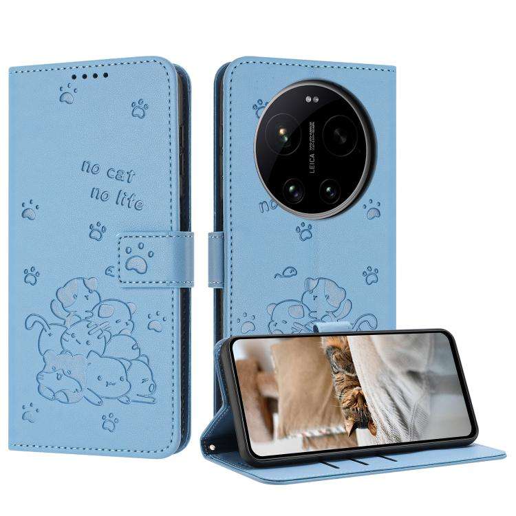 Embossed Kitten Phone Leather Case with Lanyard, For Xiaomi Poco C95 Pro, For Xiaomi 17T Pro 5G, ...