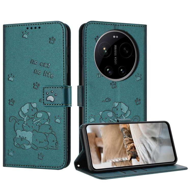 Embossed Kitten Phone Leather Case with Lanyard, For Xiaomi Poco C95 Pro, For Xiaomi 17T Pro 5G, ...