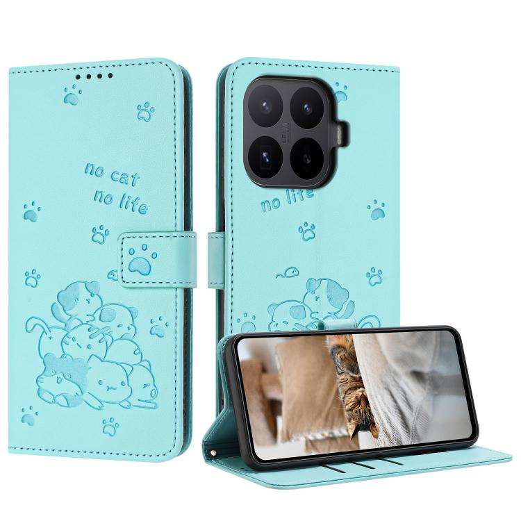 Embossed Kitten Phone Leather Case with Lanyard, For Xiaomi Poco C95 Pro, For Xiaomi 17T Pro 5G, ...