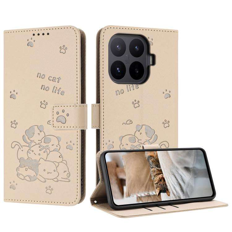 Embossed Kitten Phone Leather Case with Lanyard, For Xiaomi Poco C95 Pro, For Xiaomi 17T Pro 5G, ...