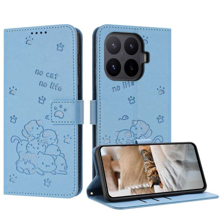 Embossed Kitten Phone Leather Case with Lanyard, For Xiaomi Poco C95 Pro, For Xiaomi 17T Pro 5G, ...