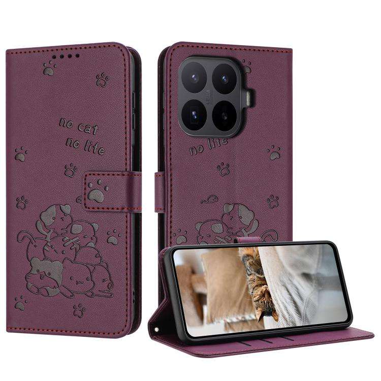 Embossed Kitten Phone Leather Case with Lanyard, For Xiaomi Poco C95 Pro, For Xiaomi 17T Pro 5G, ...