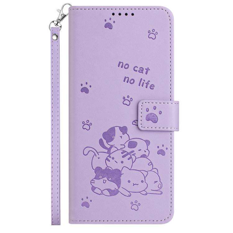 Embossed Kitten Phone Leather Case with Lanyard, For Xiaomi Poco C95 Pro, For Xiaomi 17T Pro 5G, ...