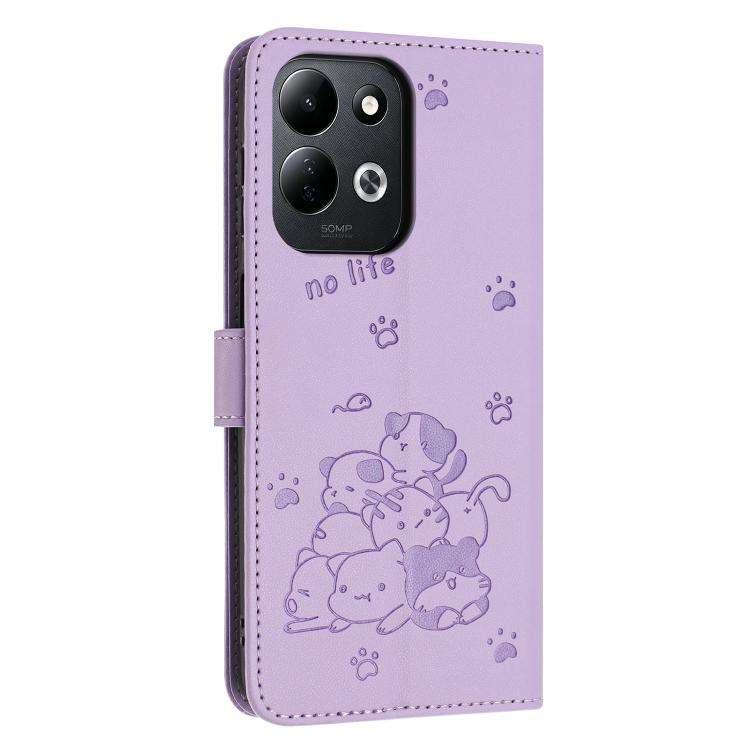 Embossed Kitten Phone Leather Case with Lanyard, For Xiaomi Poco C95 Pro, For Xiaomi 17T Pro 5G, ...