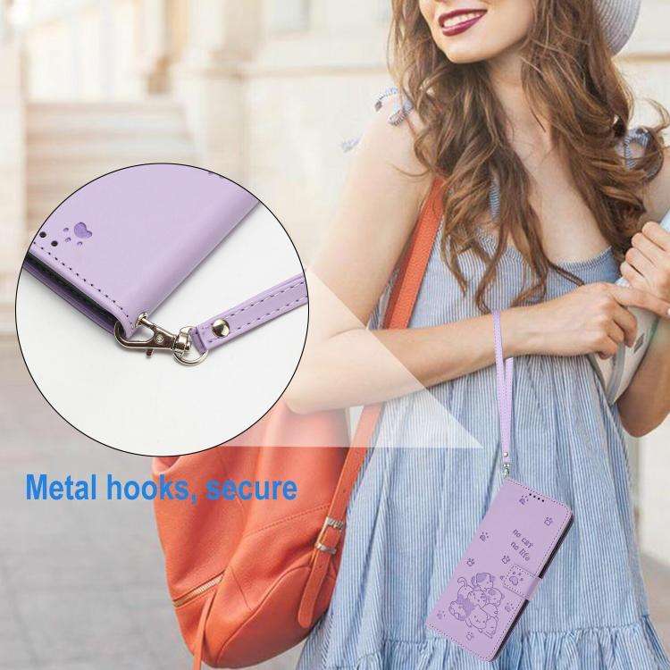 Embossed Kitten Phone Leather Case with Lanyard, For Xiaomi Poco C95 Pro, For Xiaomi 17T Pro 5G, ...