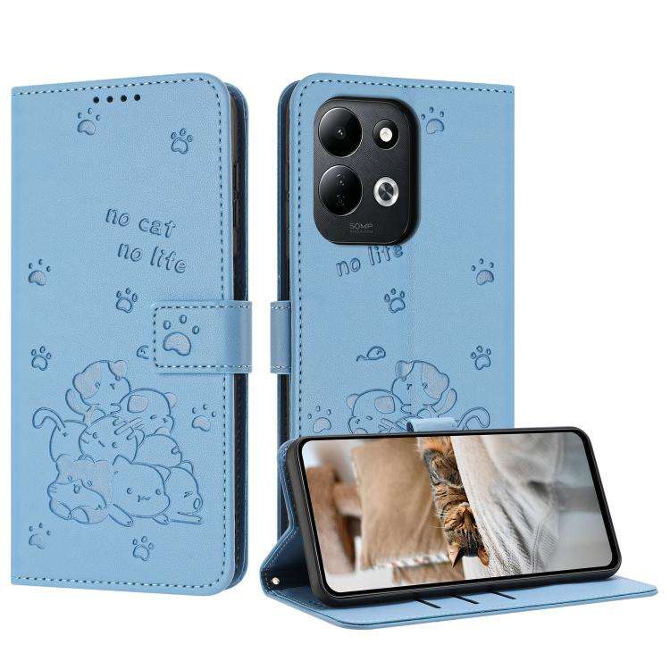 Embossed Kitten Phone Leather Case with Lanyard, For Xiaomi Poco C95 Pro, For Xiaomi 17T Pro 5G, ...