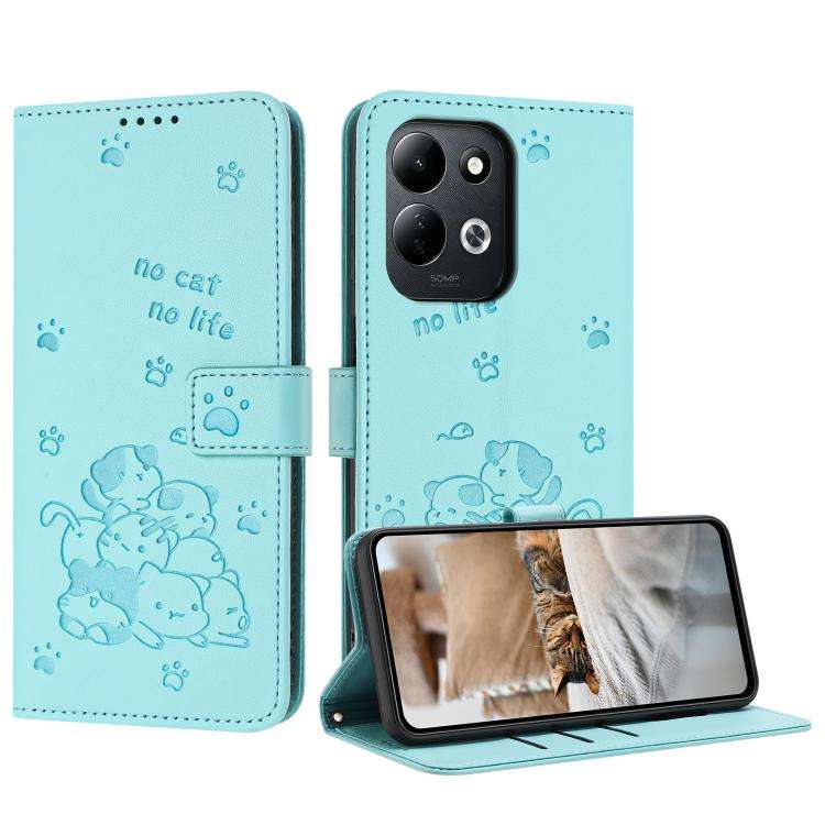 Embossed Kitten Phone Leather Case with Lanyard, For Xiaomi Poco C95 Pro, For Xiaomi 17T Pro 5G, ...