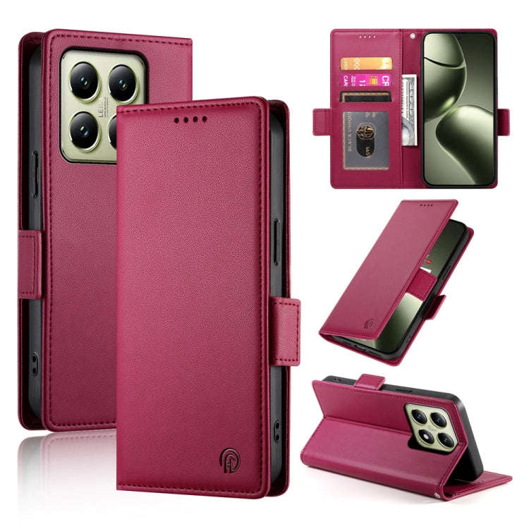 Side Buckle Magnetic Frosted Leather Phone Case, For Xiaomi 14T