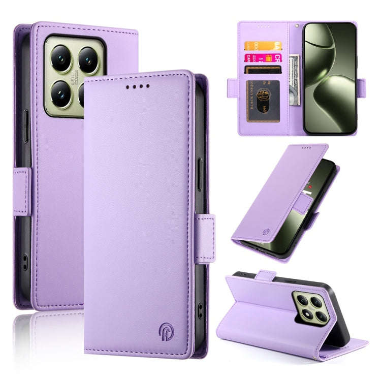 Side Buckle Magnetic Frosted Leather Phone Case, For Xiaomi 14T