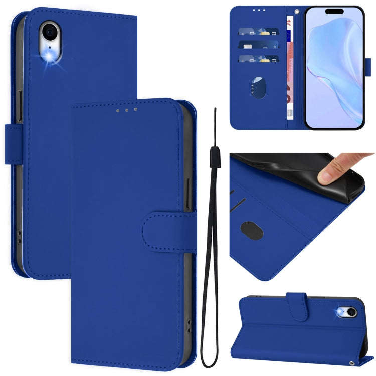 Skin Feel Solid Color Leather Phone Case with Lanyard, For iPhone XR, For iPhone XS Max